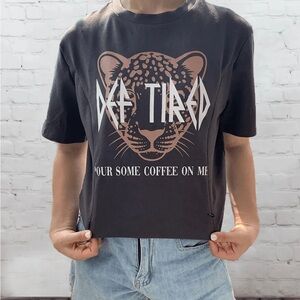 Nursing Graphic Tee with Leopard Motif and 'Pour Some Coffee On Me'